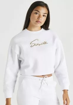 SikSilk Signature Cropped- Sweater - White