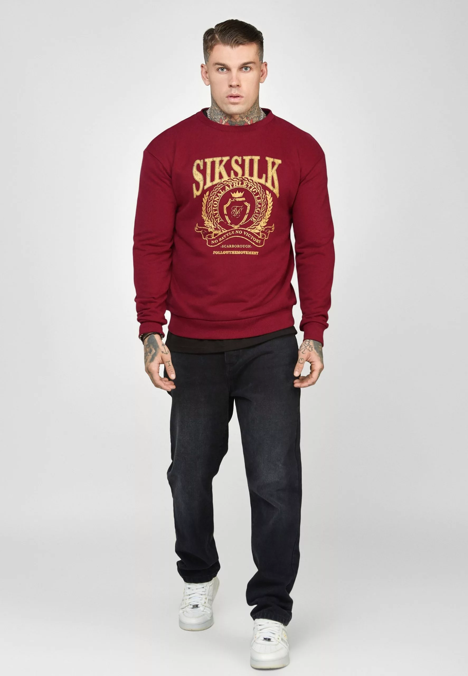 SikSilk Crest Logo - Sweater - Burgundy 4 SikSilk Crest Logo - Sweater - Burgundy - Afbeelding 2