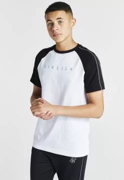 SikSilk Technical Raglan - T-Shirt Print - White,Black