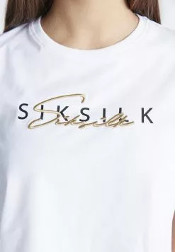 SikSilk Signature Crop Tee - T-Shirt Print - White -Outlet SikSilk Winkel cf2a69768f864f92a6ba768c954f25a1