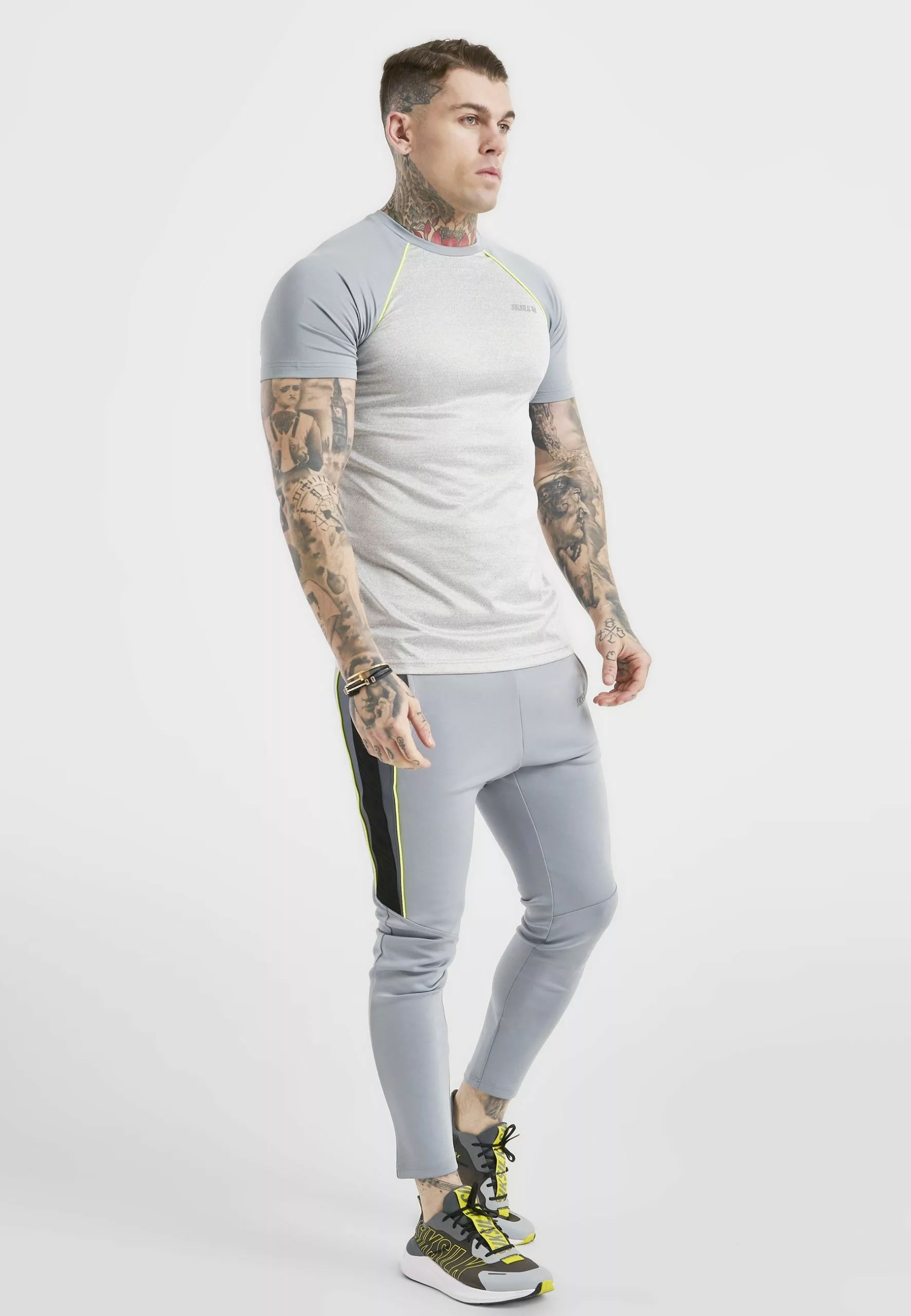SikSilk Impulse- T-Shirt Print - Grey Marl & Grey 4 SikSilk Impulse- T-Shirt Print - Grey Marl & Grey - Afbeelding 2