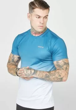 SikSilk Fade - T-Shirt Print - Teal White -Outlet SikSilk Winkel d3e69b01acc94d038522673629c31b67