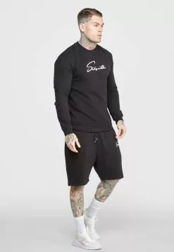 SikSilk Script Embroidery - Sweater - Black -Outlet SikSilk Winkel d5f6503a0a2742e6b714df5626a64903