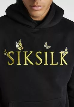 SikSilk Logo Oversized - Hoodie - Black -Outlet SikSilk Winkel d632754cedb2474cb9d3e63b2aacad30