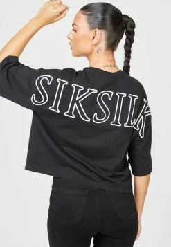 SikSilk Branded Crop - T-Shirt Print - Black 11 SikSilk Branded Crop - T-Shirt Print - Black -Outlet SikSilk Winkel d984b5f6d9874e36ac541bd14e457ddc