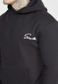 SikSilk Script Embroidery- Hoodie - Black -Outlet SikSilk Winkel da61947b8c1b441197e537c667565e71