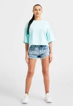 SikSilk Branded Crop - T-Shirt Print - Aqua 8 SikSilk Branded Crop - T-Shirt Print - Aqua -Outlet SikSilk Winkel dbf33896297d411dae95384d8503479b