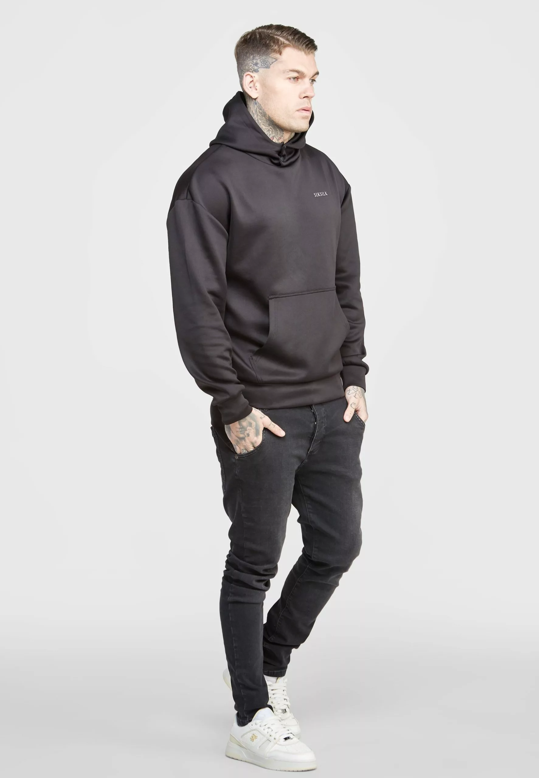 SikSilk Button Overhead- Hoodie - Black 6 SikSilk Button Overhead- Hoodie - Black - Afbeelding 4