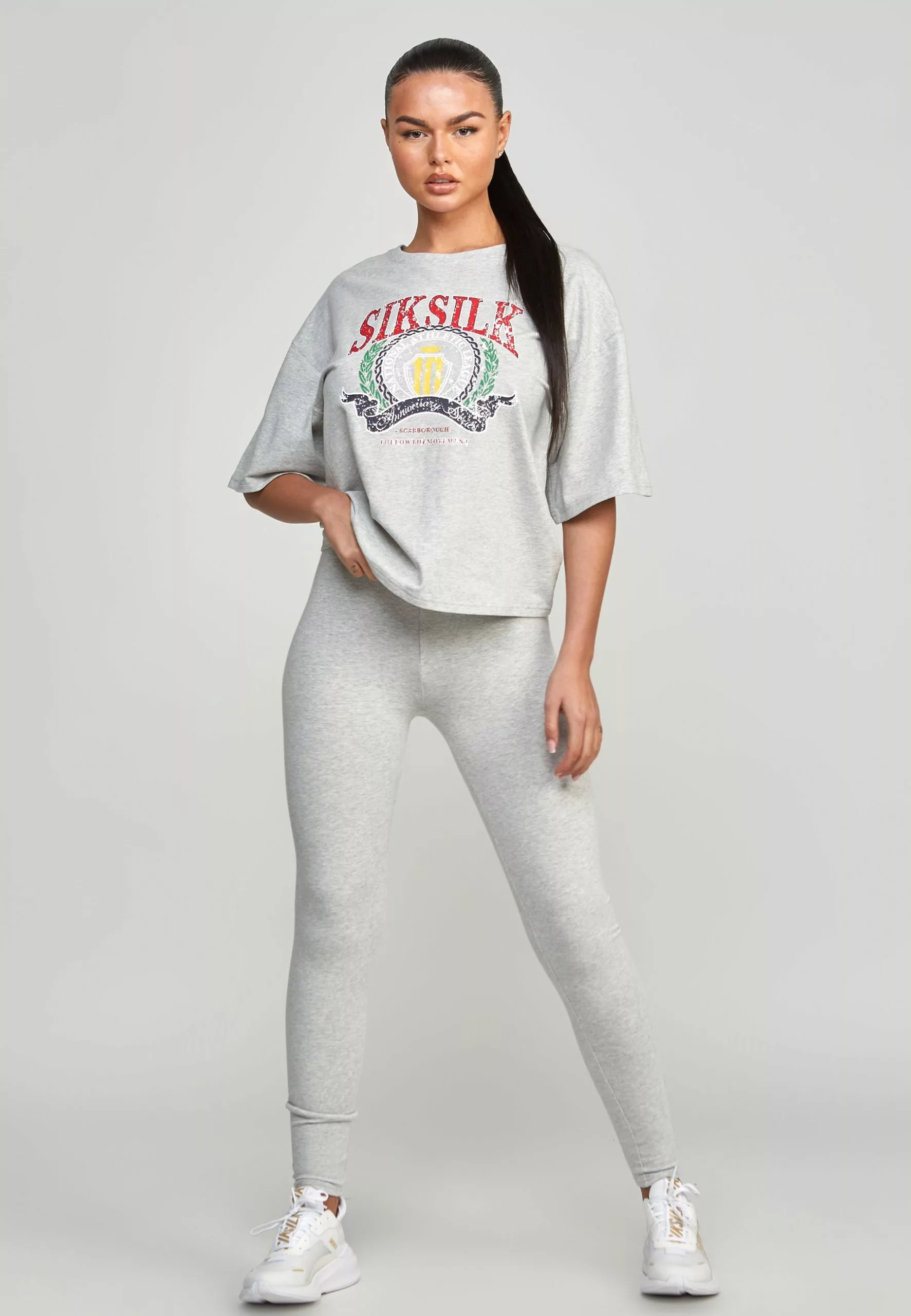 SikSilk Varsity - T-Shirt Print - Grey Marl 4 SikSilk Varsity - T-Shirt Print - Grey Marl - Afbeelding 2