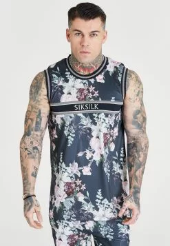 SikSilk Botanical Vest - Top - Navy
