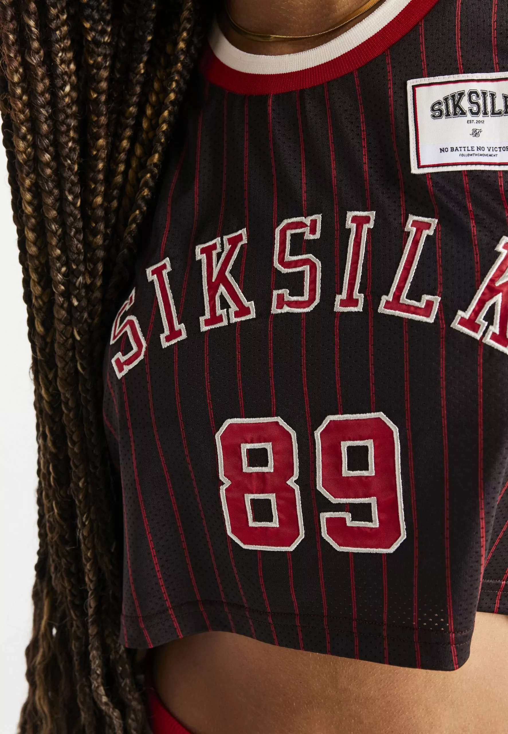 SikSilk Baseball Crop- Top - Black/Red 7 SikSilk Baseball Crop- Top - Black/Red - Afbeelding 5