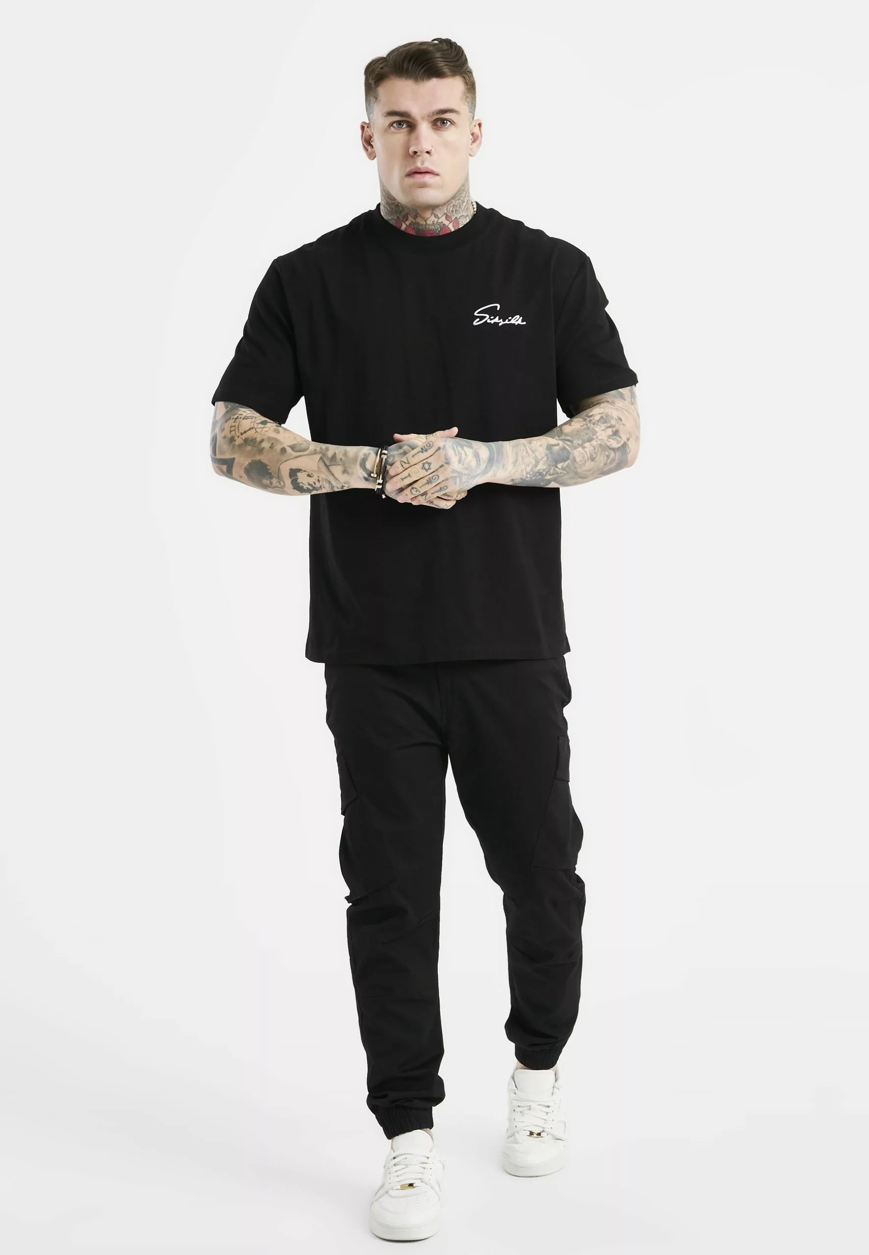 SikSilk Script Embroidery - T-Shirt Print - Black 7 SikSilk Script Embroidery - T-Shirt Print - Black - Afbeelding 5