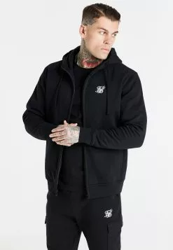 SikSilk Essential Funnel Hoodie - Sweater Met Rits - Black