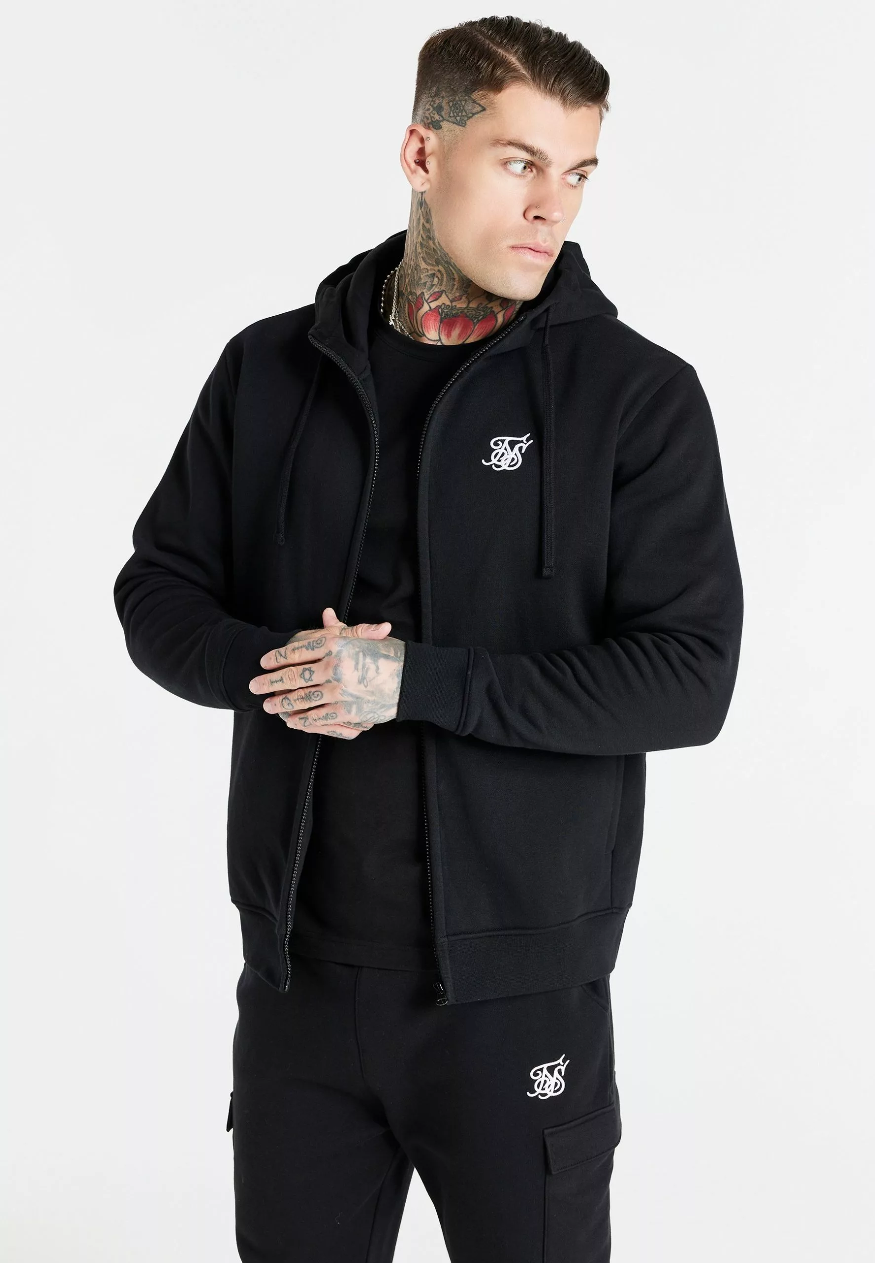 SikSilk Essential Funnel Hoodie - Sweater Met Rits - Black 3 SikSilk Essential Funnel Hoodie - Sweater Met Rits - Black