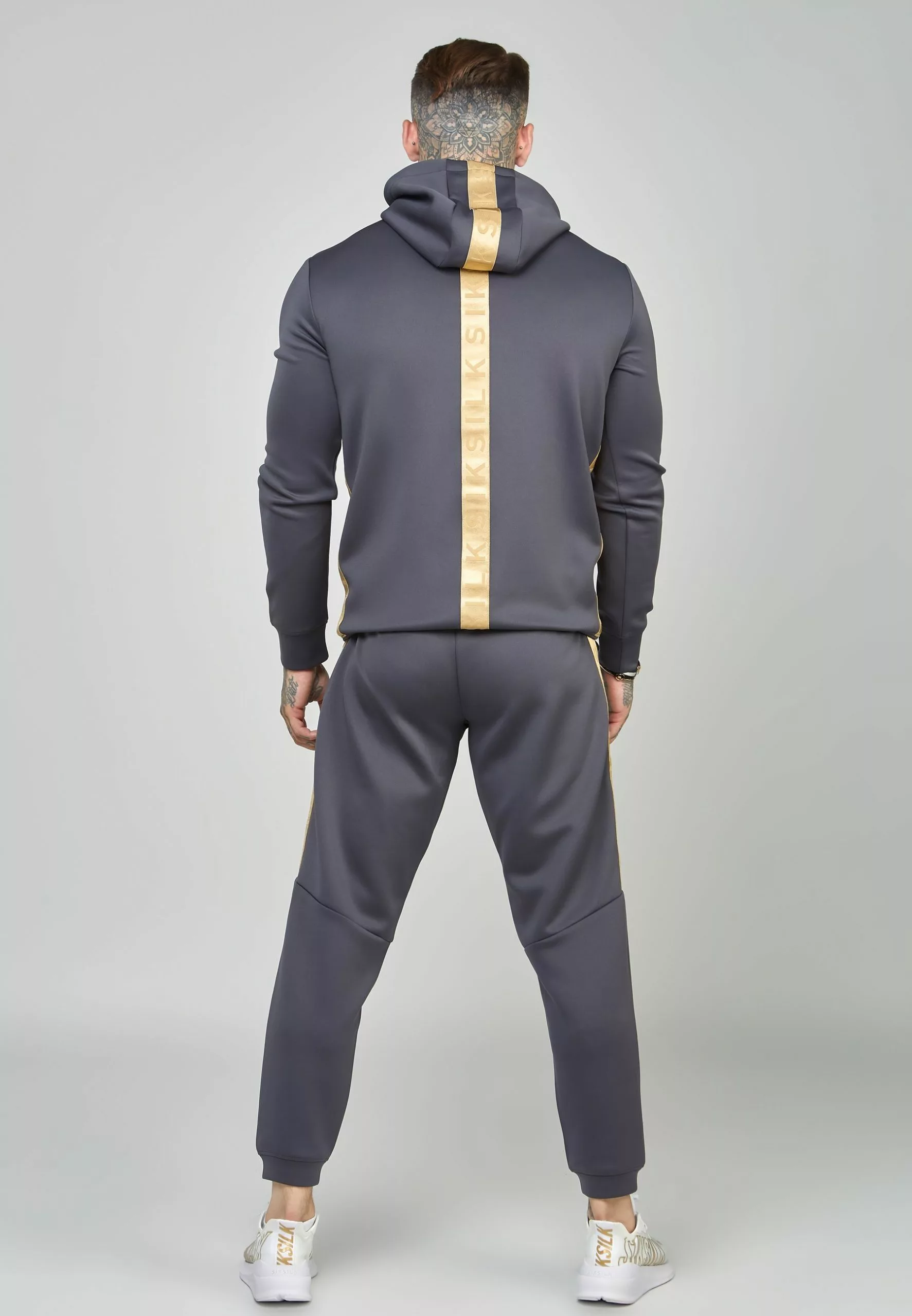 SikSilk Gold Tape Overhead Hood - Hoodie - Grey 4 SikSilk Gold Tape Overhead Hood - Hoodie - Grey - Afbeelding 3