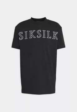 SikSilk Applique Logo - T-Shirt Print - Black -Outlet SikSilk Winkel e81b5ae4d8fa4674a44ec58d1b20dc91