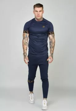 SikSilk Short Sleeve Dynamic Tech - T-Shirt Print - Navy