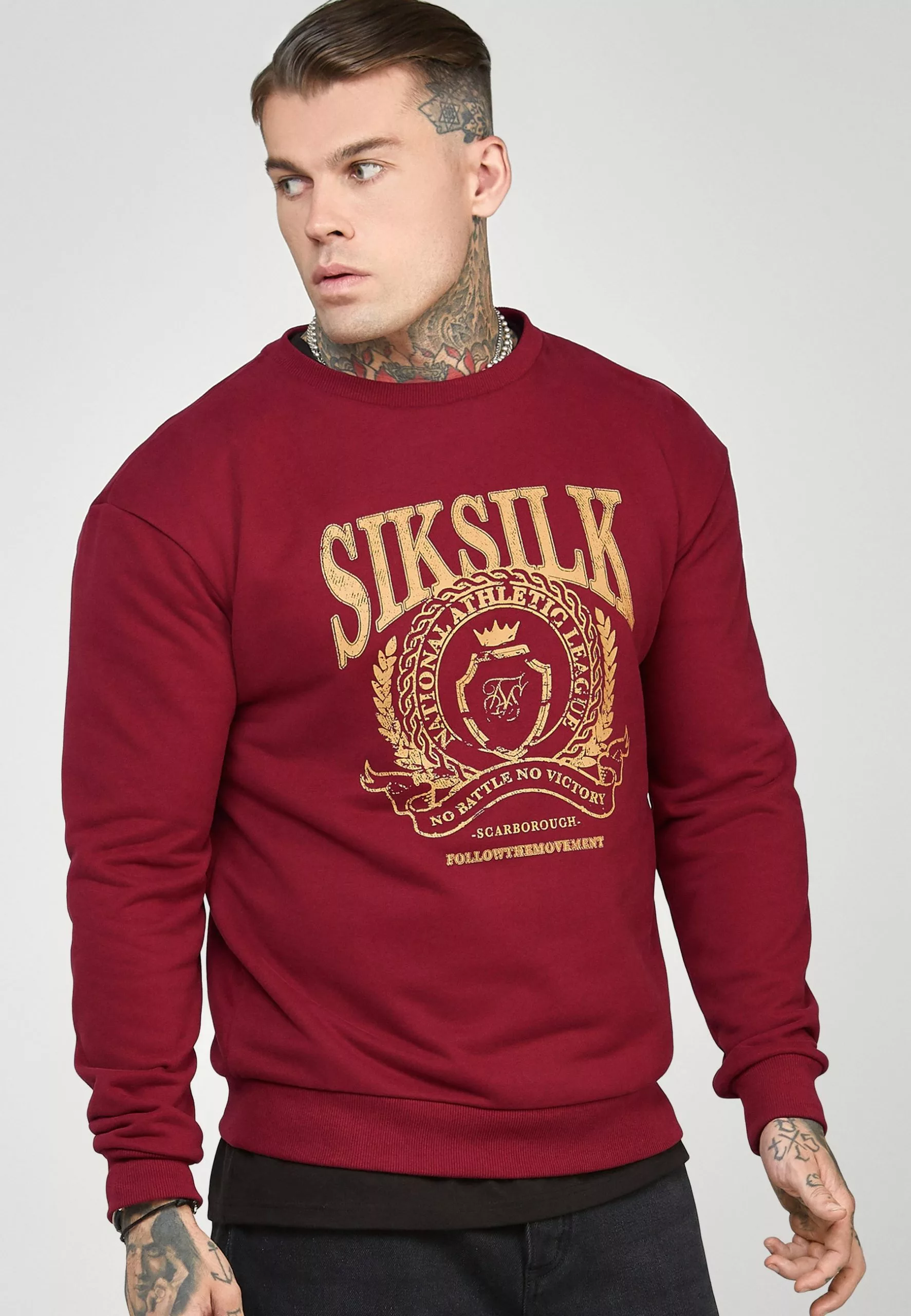 SikSilk Crest Logo - Sweater - Burgundy 6 SikSilk Crest Logo - Sweater - Burgundy - Afbeelding 4