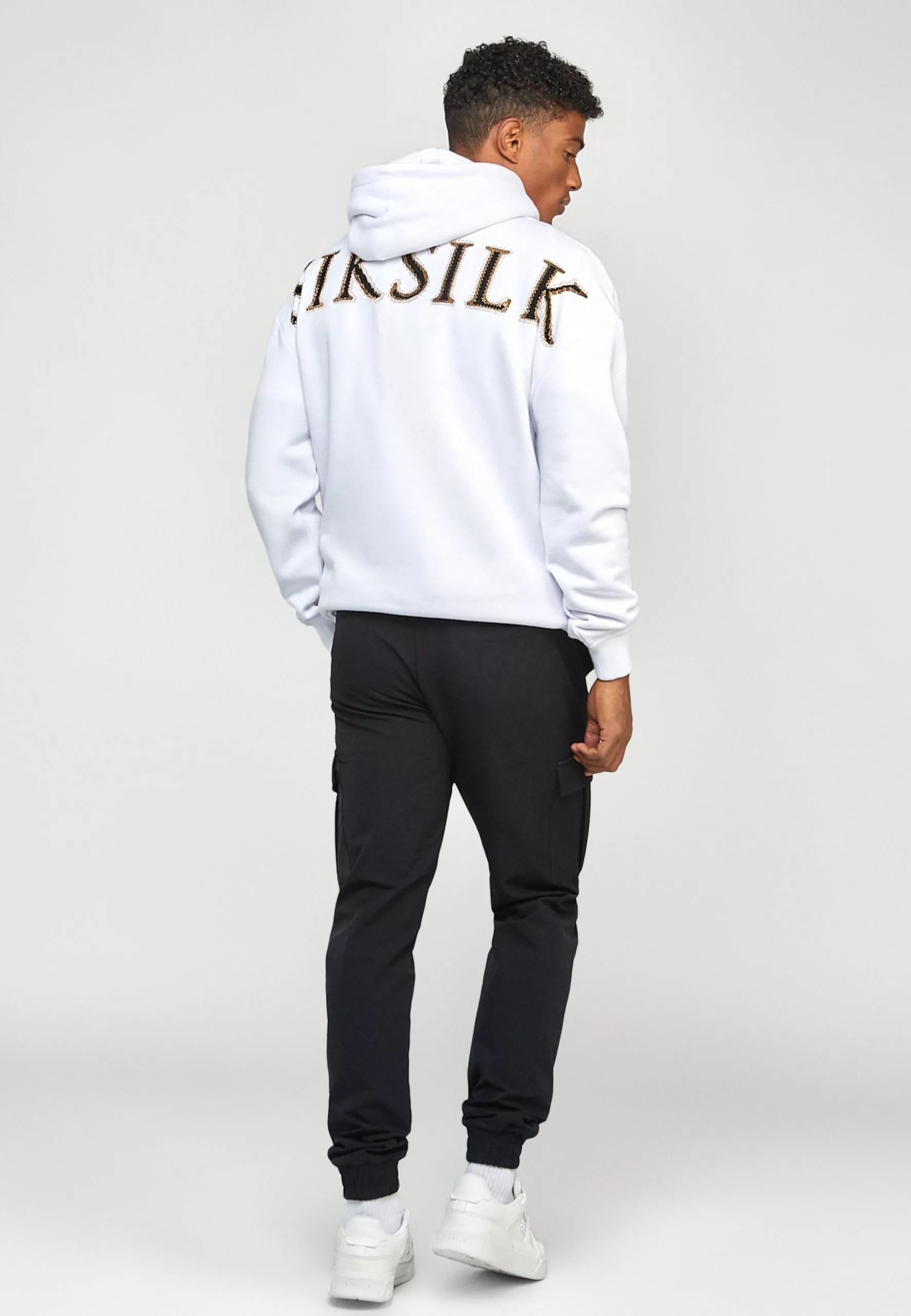 SikSilk Rhinestone Logo Oversized Hoodie - Hoodie - White 5 SikSilk Rhinestone Logo Oversized Hoodie - Hoodie - White - Afbeelding 3