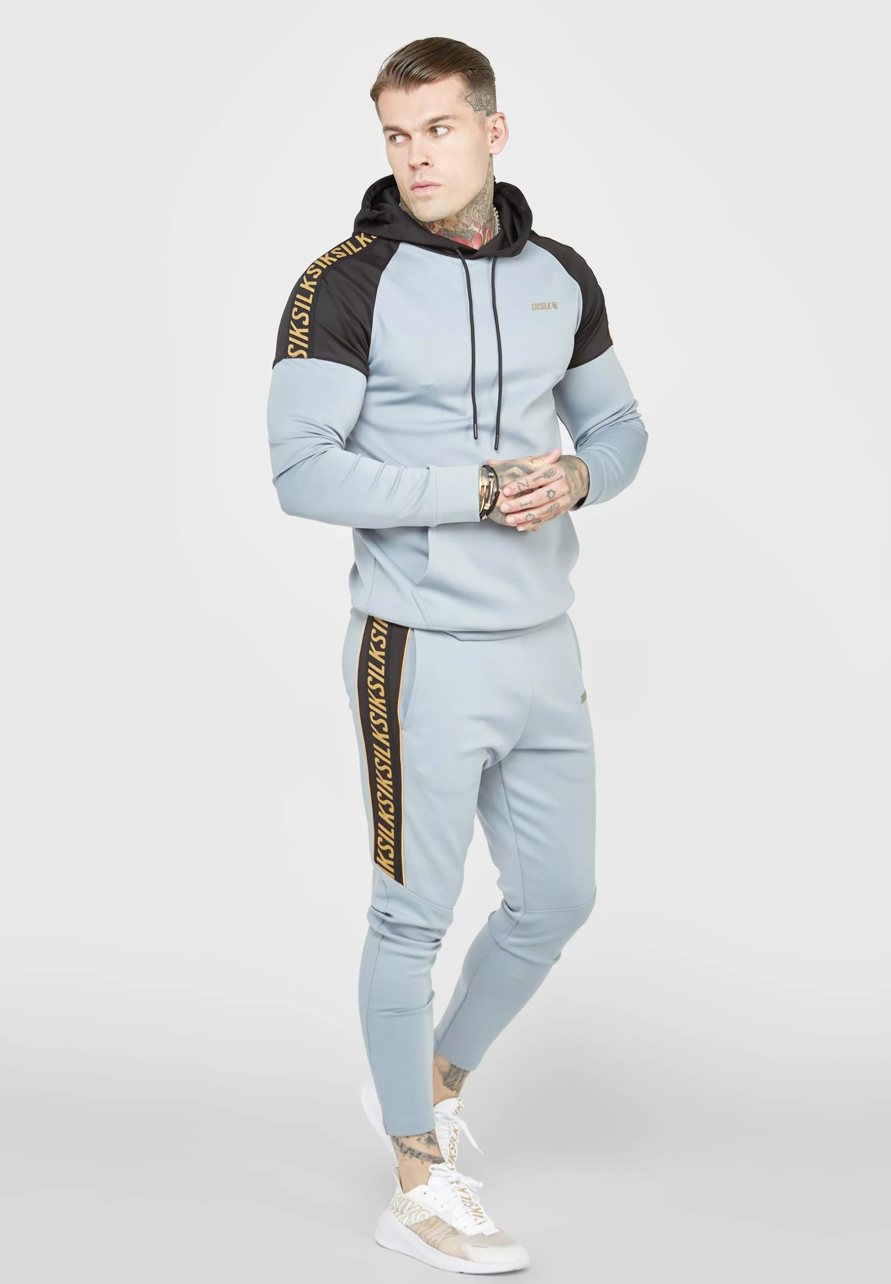 SikSilk Colour Block - Hoodie - Grey & Black 4 SikSilk Colour Block - Hoodie - Grey & Black - Afbeelding 2