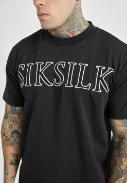 SikSilk Applique Logo - T-Shirt Print - Black -Outlet SikSilk Winkel ee7e2331aa3c443eb43ff074a7bb12a4