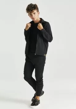 SikSilk Taped Funnel Neck Zip Through - Sweater Met Rits - Black