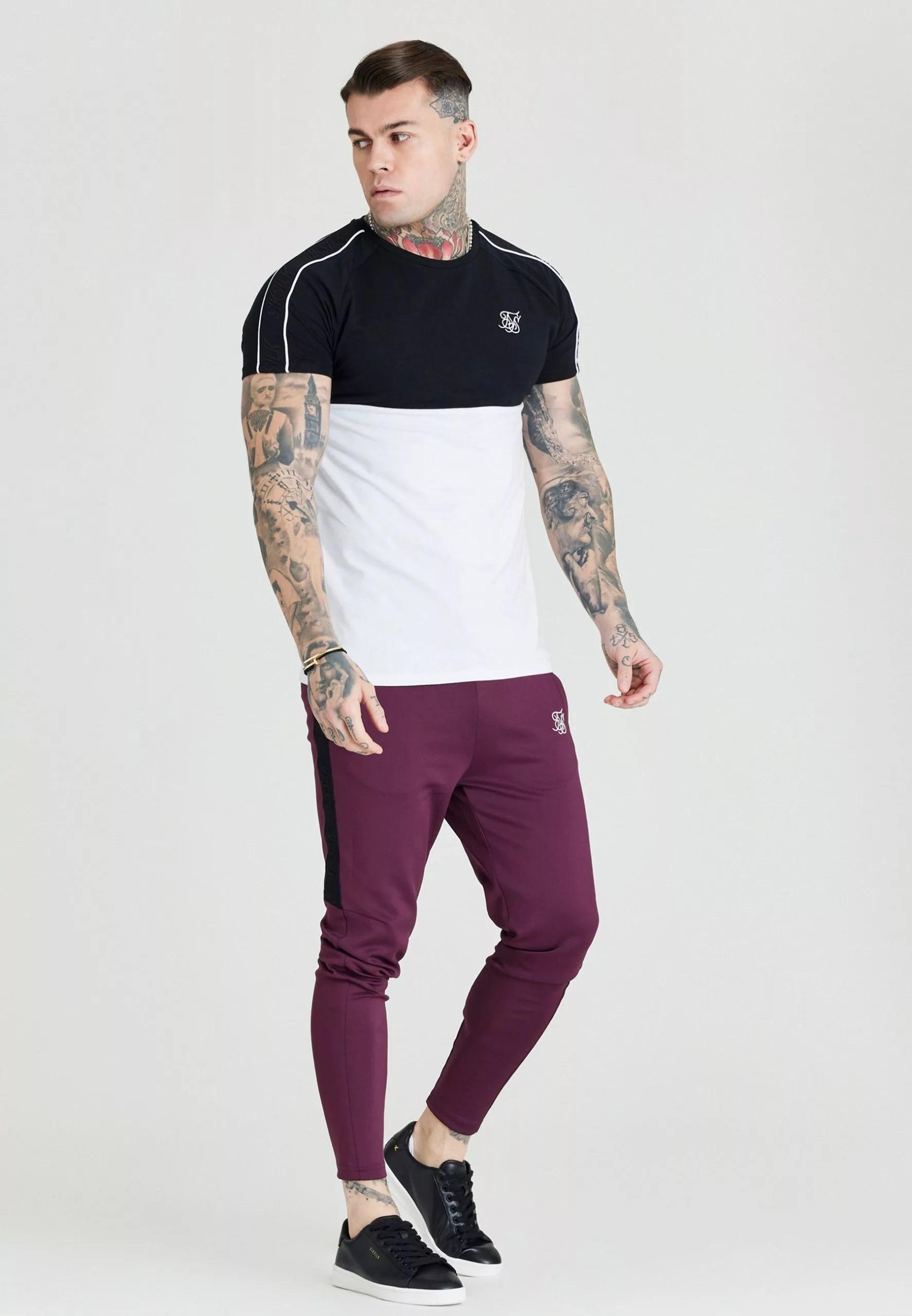 SikSilk Taped Blocked - T-Shirt Basic - Black,White 7 SikSilk Taped Blocked - T-Shirt Basic - Black,White - Afbeelding 5