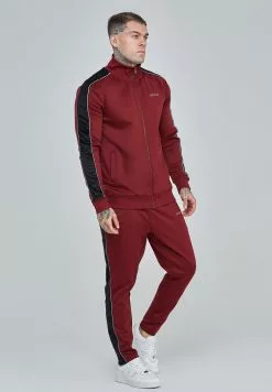 SikSilk Velour Panelled- Trainingsbroek - Burgundy