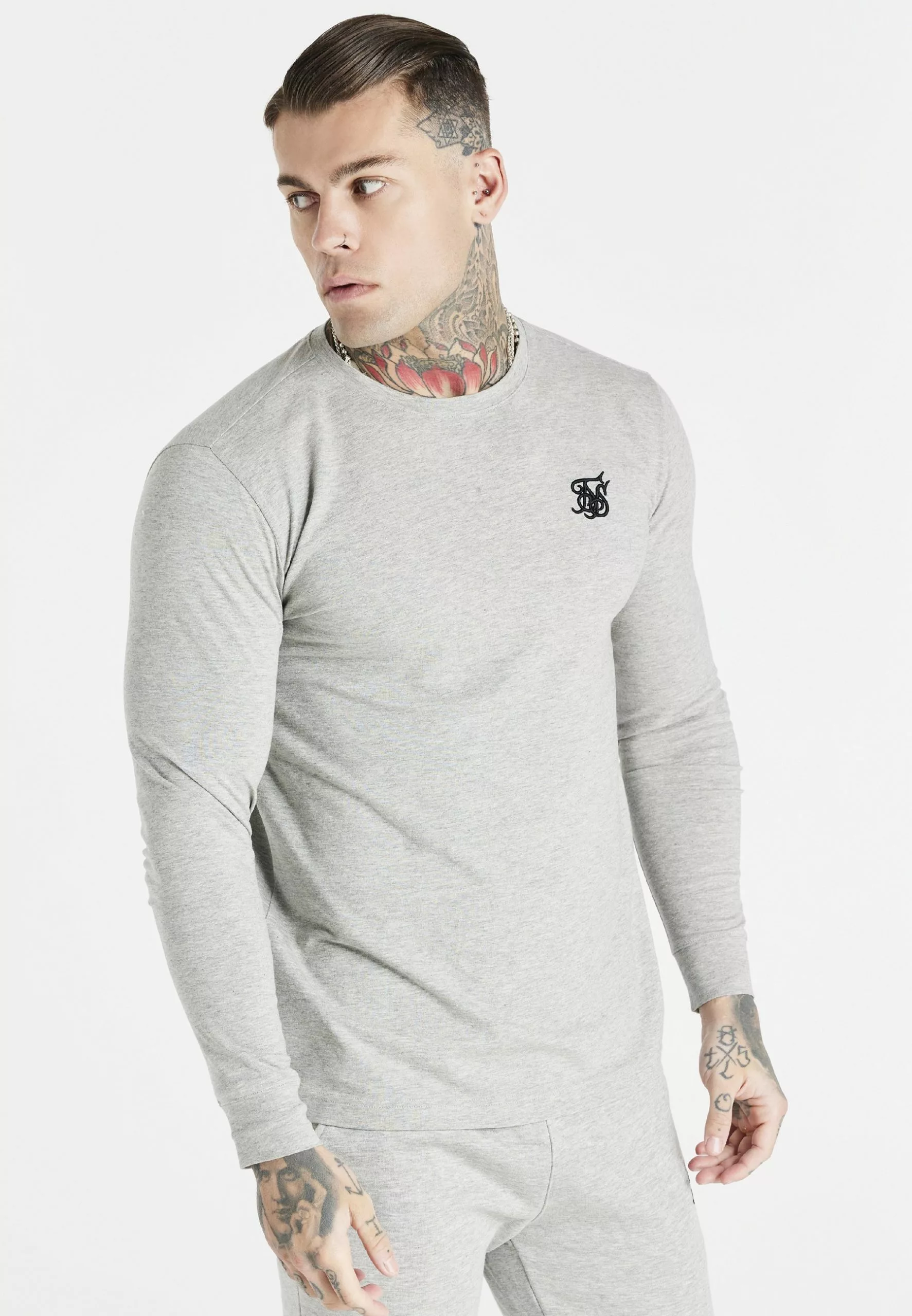 SikSilk Gym Tee - Longsleeve - Grey Marl 3 SikSilk Gym Tee - Longsleeve - Grey Marl