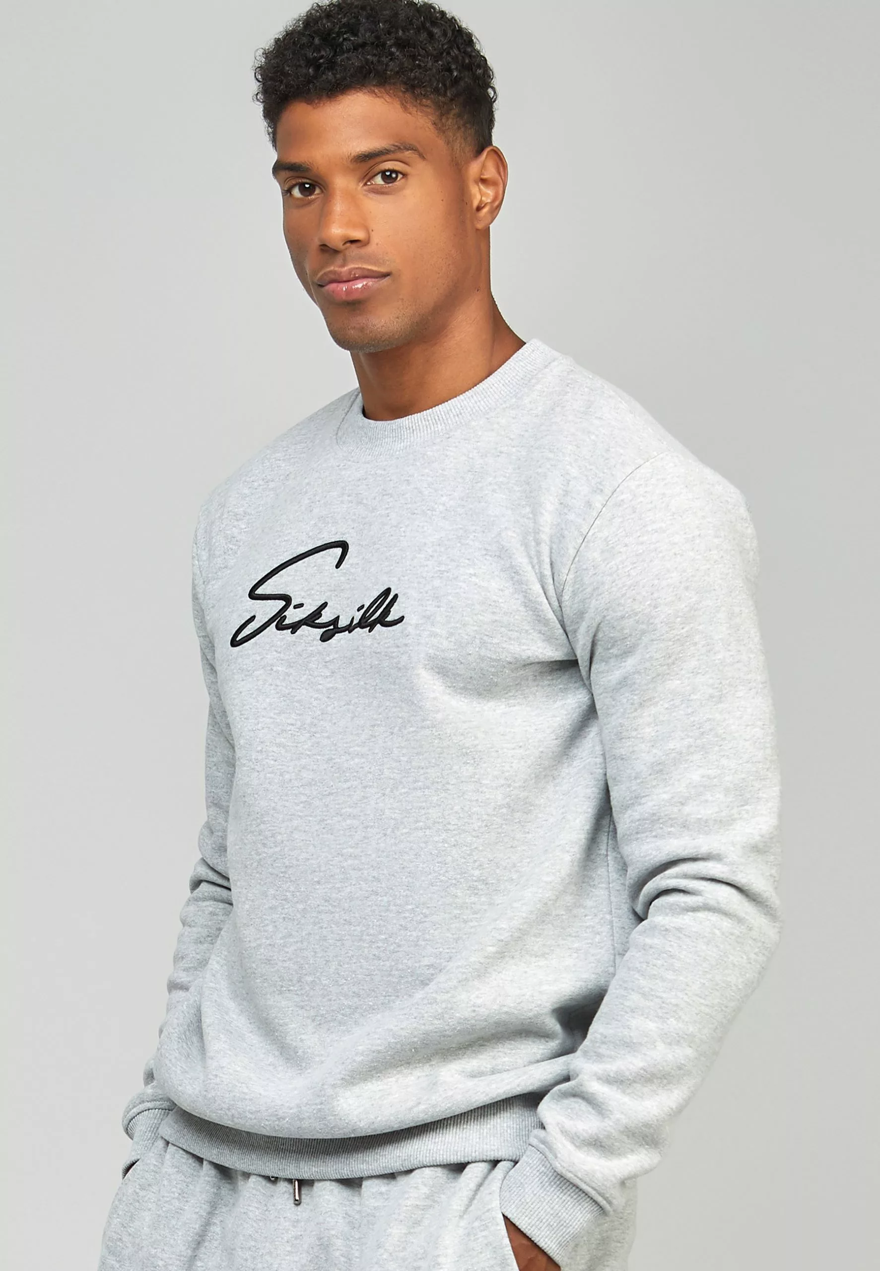 Siksilk Script- Sweater - Grey 3 Siksilk Script- Sweater - Grey