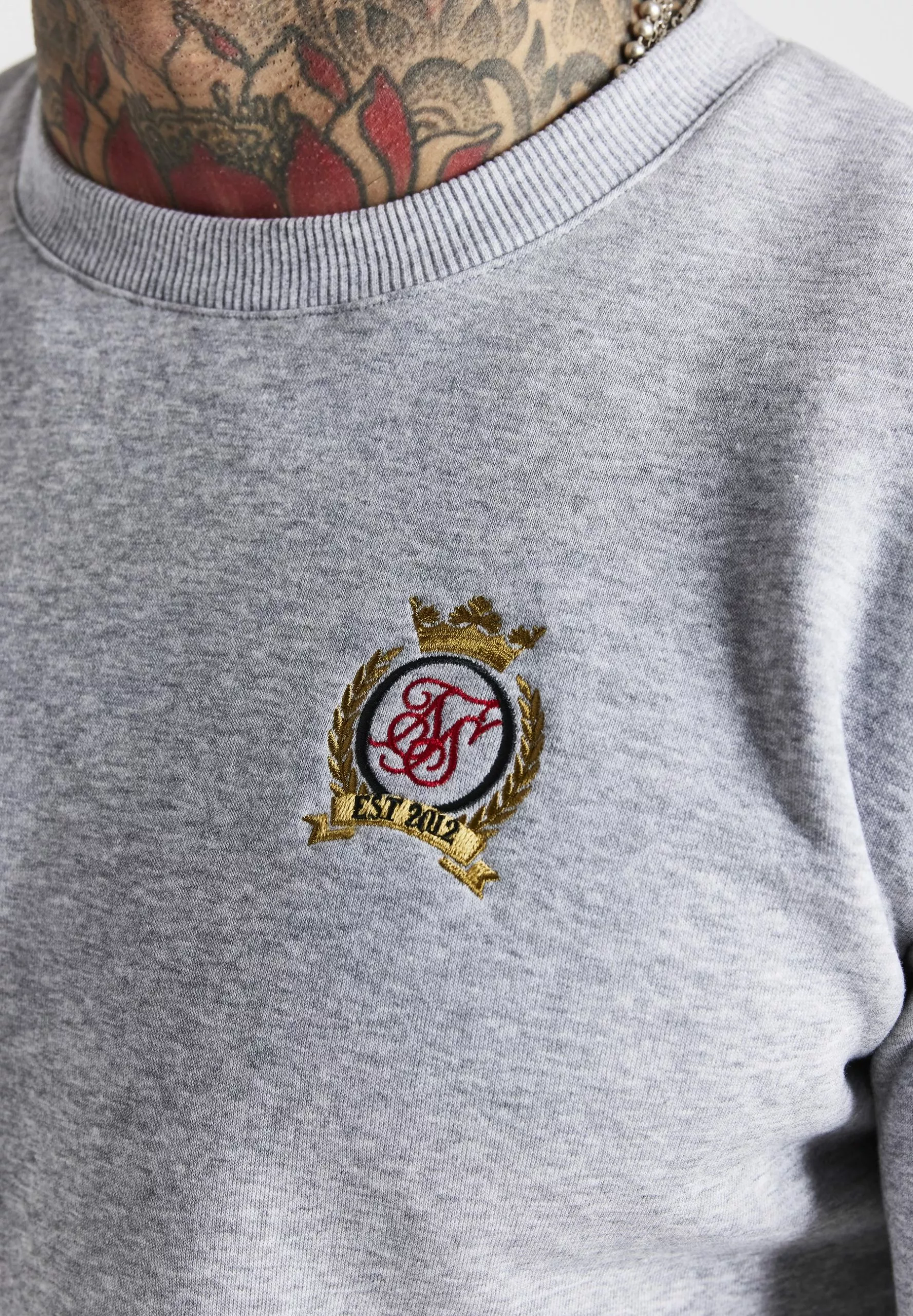 SikSilk Crest- Sweater - Grey Marl 7 SikSilk Crest- Sweater - Grey Marl - Afbeelding 5